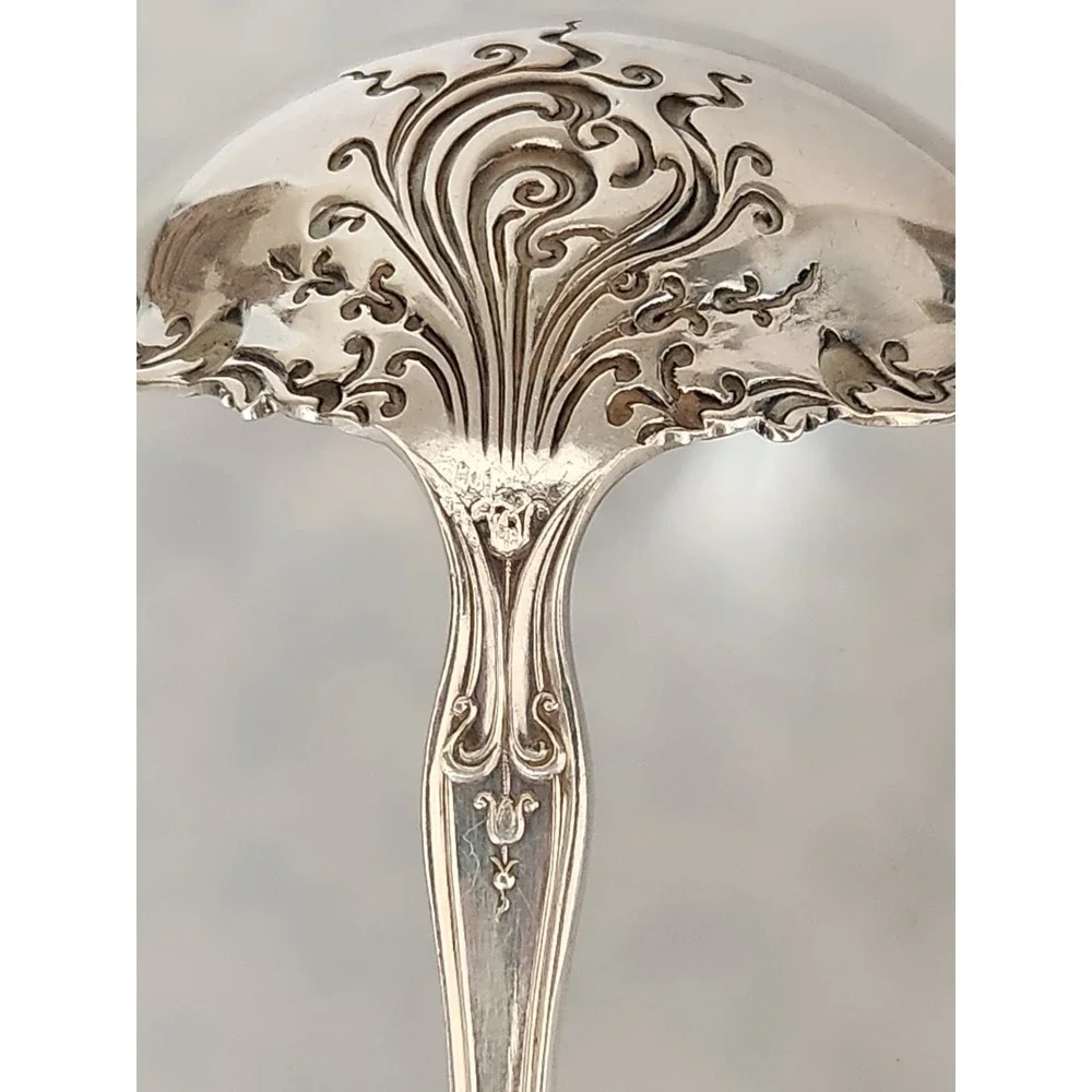 BEAUTIFUL ANTIQUE SOUP PUNCH LADLE SILVER ELEGANT & UNIQUE Rogers Hamilton 1890s